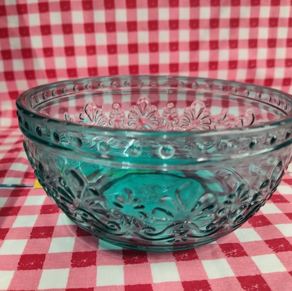 🌺 New Pioneer Woman Cassie Glass Cereal Bowl, Teal Blue, Set of 6 - Picture 6 of 10